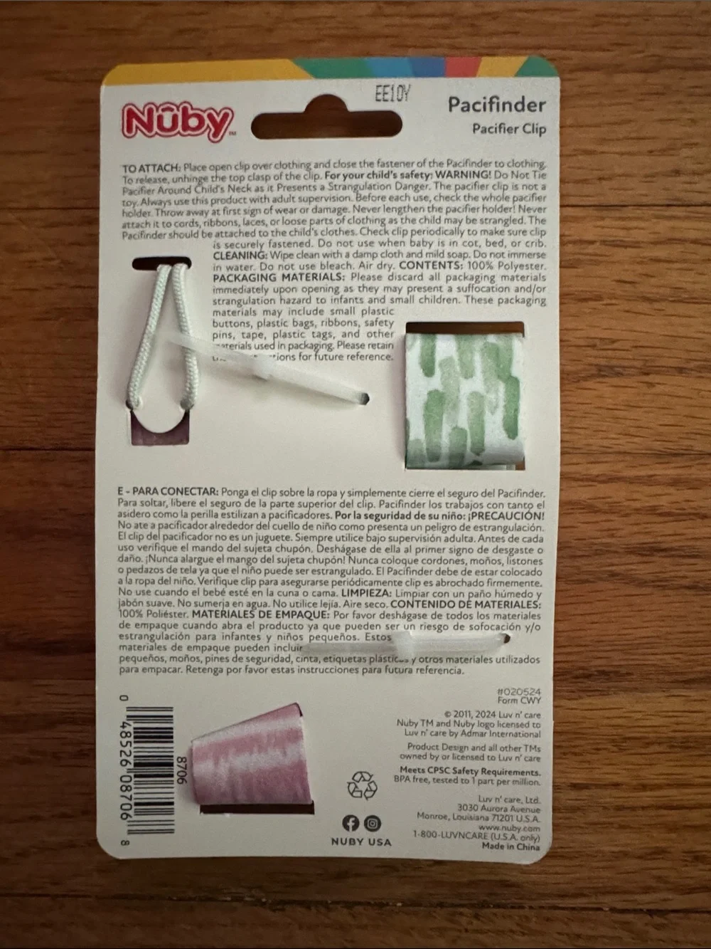 Nûby Pacifier Clip Set - Pink & Green